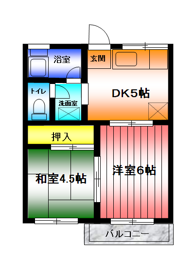 第1広田モンドハイツ203｜下土棚賃貸2DKアパート 画像1